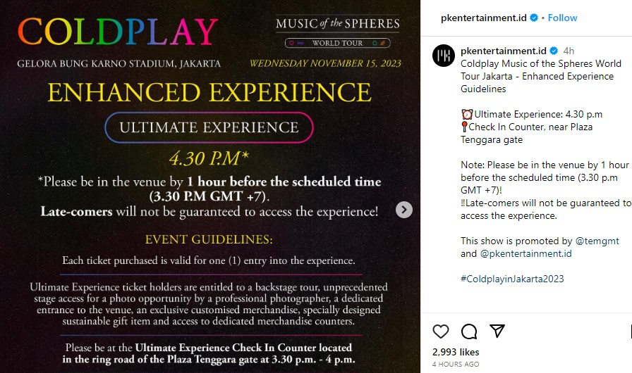 Jangan Bingung Begini Ketentuan Masuk Ke Venue Konser Coldplay Besok