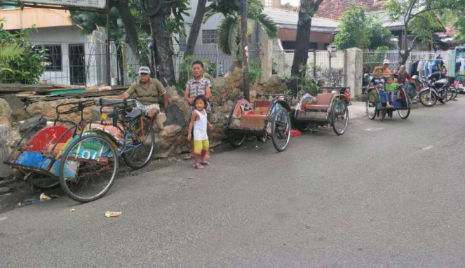 Becak di kawasan Tanah Tinggi, Jakarta Pusat