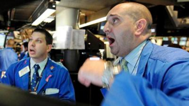 Reaksi para pialang saham di Bursa Wall Street