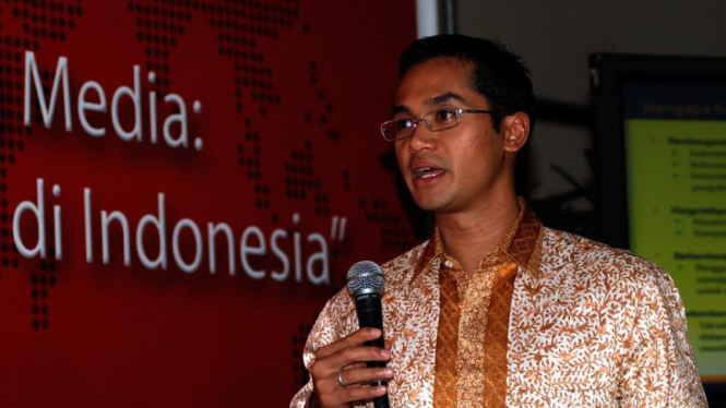 Anindya Bakrie saat diskusi mengenai Tantangan New Media  di Jakarta.