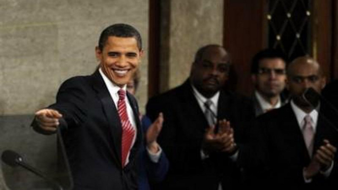 Presiden Barack Obama setelah berpidato di Kongres AS