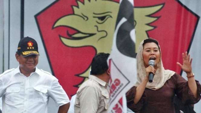 Ilustrasi Prabowo Subianto dan Yenny Wahid dalam kampanye Gerindra