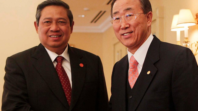 Presiden Yudhoyono dan Sekjen PBB Ban Ki-Moon
