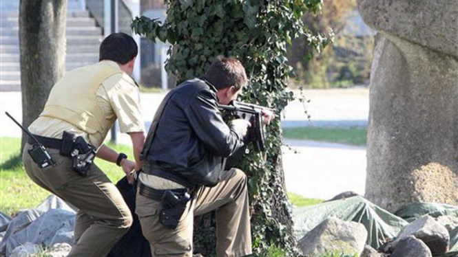 Polisi Jerman beraksi dalam suatu penembakan di gedung pengadilan Kota Landshut