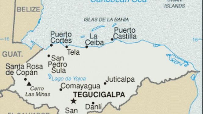 Peta Honduras  (tengah)