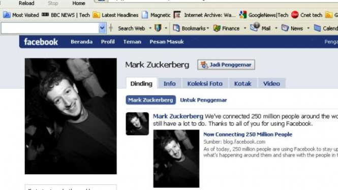Laman Facebook Mark Zuckerberg