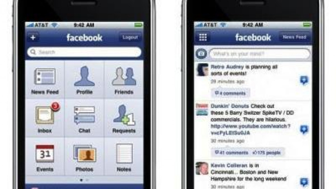 Ilustrasi: Facebook di iPhone