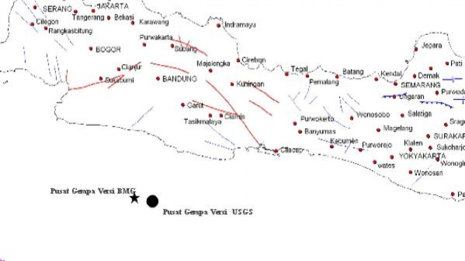 Peta gempa Tasikmalaya