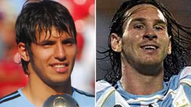 Aguero (kiri) dan Messi