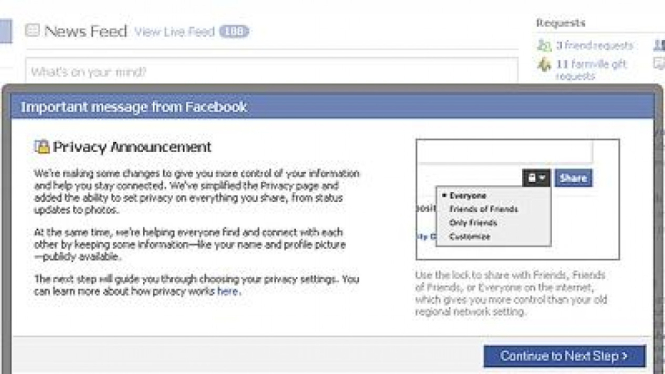 Opsi privasi di Facebook