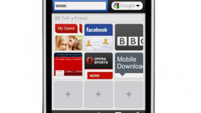 Opera Mini 5 untuk smartphone Android.