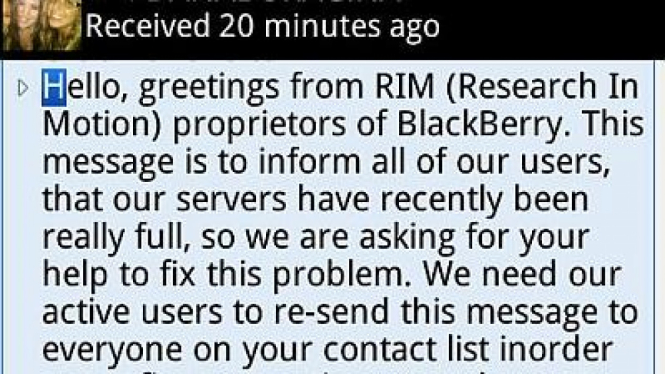 Pesan Spam di BlackBerry Messenger