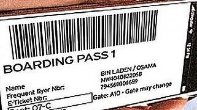 Boarding pass, atas nama Osama Bin Laden