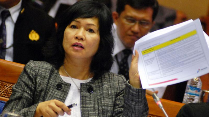 Mantan Dirut PT Pertamina, Karen Agustiawan rapat bersama Komisi VII DPR RI.