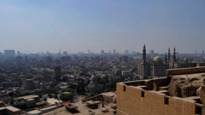 Pemandangan Kota Kairo, Mesir, dari citadel/ benteng Sultan Saladin