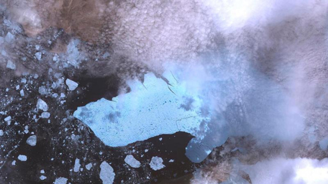 Bongkahan es yang terlepas dari dataran es Greenland