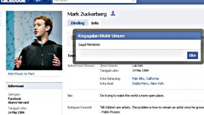 Mark Zuckerberg Tak bisa diblokir di Facebook