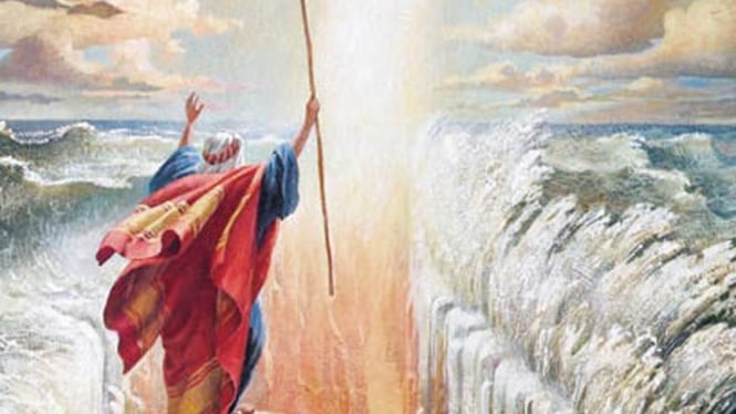 Ilustrasi Nabi Musa saat membelah laut merah