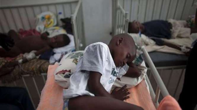 Para penderita kolera di suatu rumah sakit di Haiti