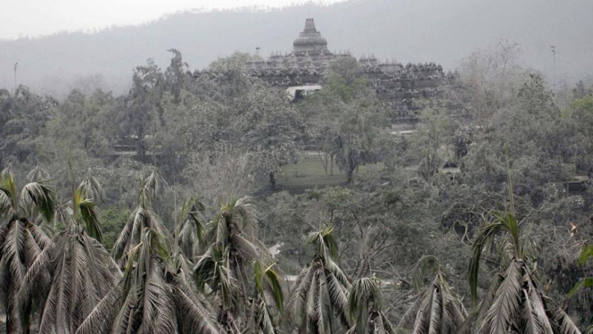Borobudur tertutup abu vulkanik Merapi