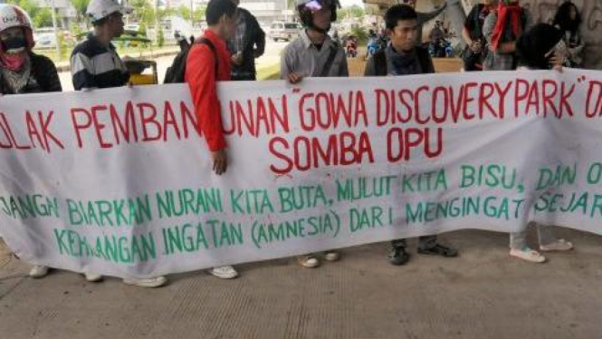 Demonstrasi tolak proyek di Benteng Somba Opu, Makassar