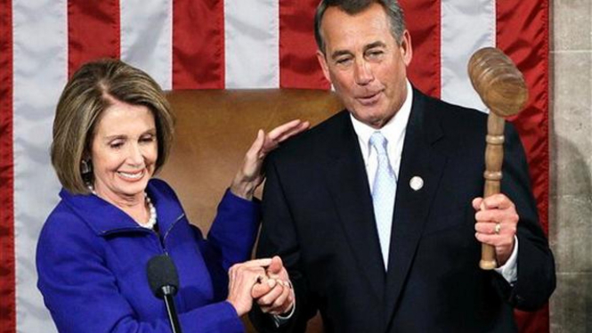 John Boehner saat mengambil alih Ketua DPR AS dari Nancy Pelosi