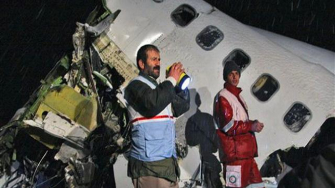 Lokasi jatuhnya pesawat Iran Air di luar kota Orumiyeh, Iran