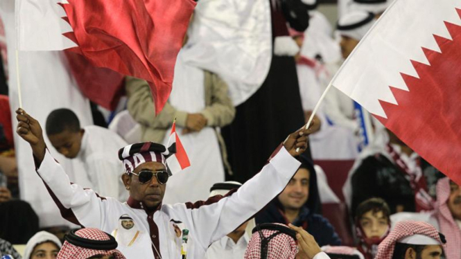 Suporter kesebelasan Qatar di ajang Piala Asia 2011.