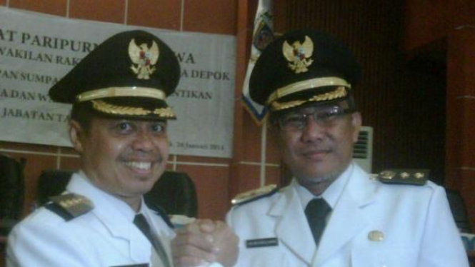 Walikota Depok Nur Mahmudi Ismail dan Wakil Walikota Depok Idrus Abdul Somad