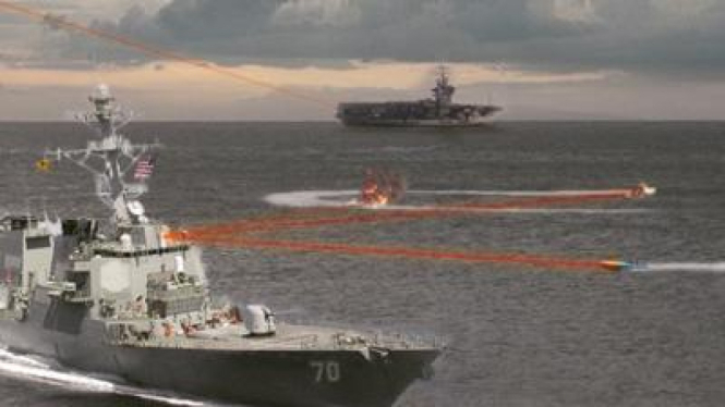 Senjata laser yang ditembakkan dari kapal perang AS.