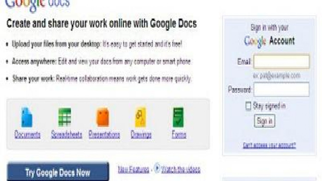 Login Google Docs.