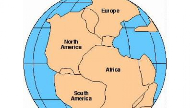 Pangea, supercontinent yang menjadi asal muasal benua yang ada di Bumi.