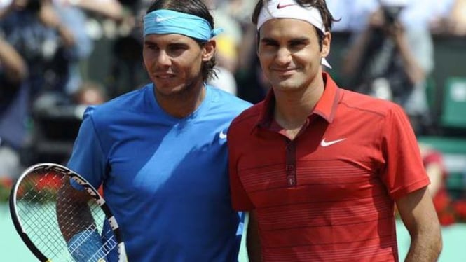 Rafael Nadal (kiri) & Roger Federer 