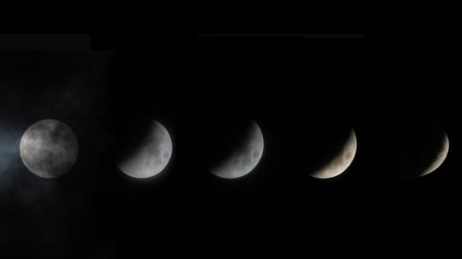 Foto kolase gerhana bulan