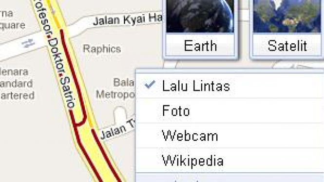 Lalu-lintas Jakarta di Google Earth.