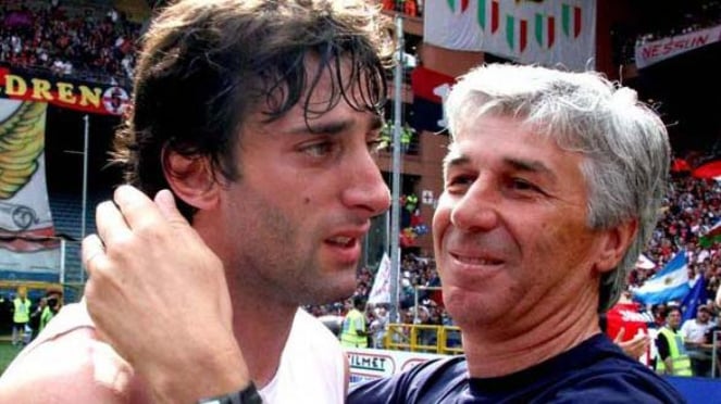 Gian Piero Gasperini (kanan) akan reuni dengan Diego Milito
