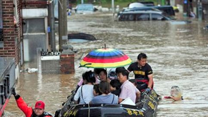 Banjir di Gwangju, Korsel.