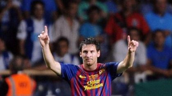 Lionel Messi di pertandingan Piala Super Eropa
