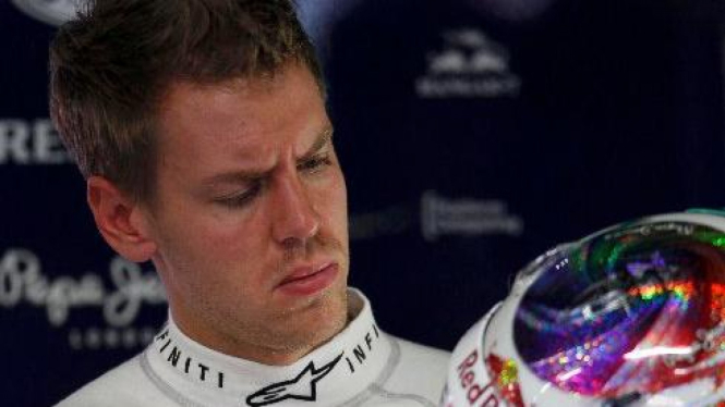 Pembalap Red Bull Racing, Sebastian Vettel, di GP Singapura