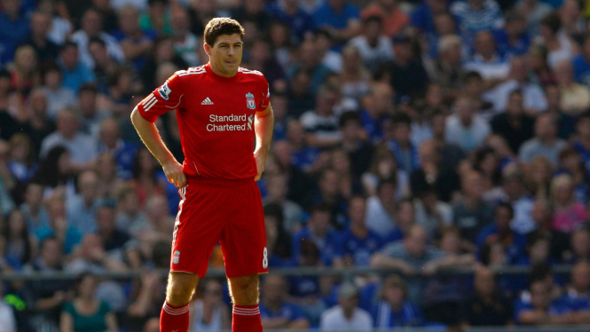 Steven Gerrard di pertandingan melawan Everton