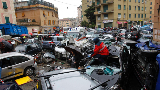 Kondisi kota Genoa pasca banjir 