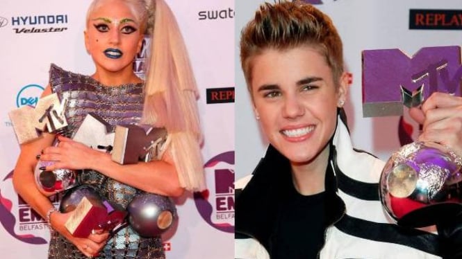 Lady Gaga dan Justin Bieber di MTV EMA