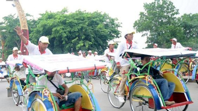 Pasukan becak di SEA Games Palembang