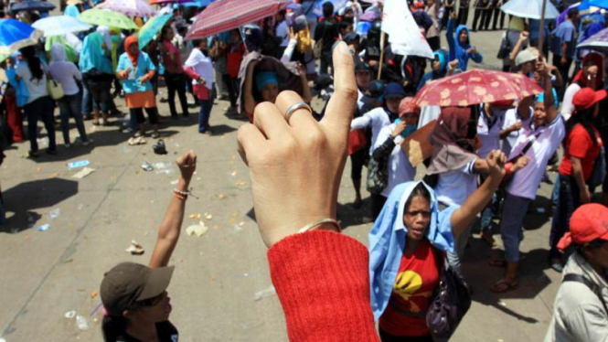 Demo buruh di Cakung, Jakarta Utara