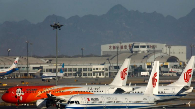 Pesawat maskapai Air China di Bandara Beijing