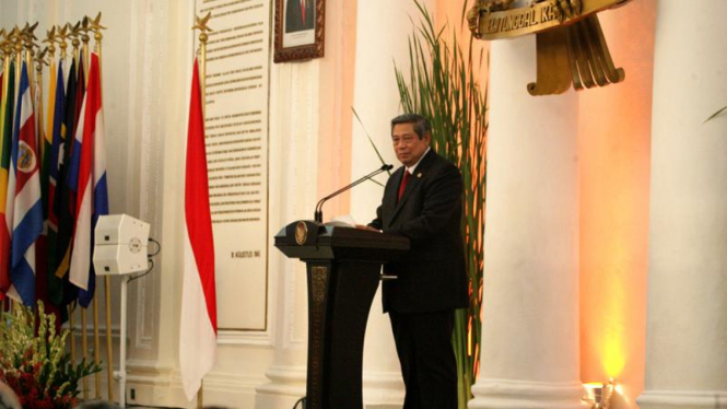 Presiden SBY berpidato di hadapan dubes-dubes asing di Jakarta