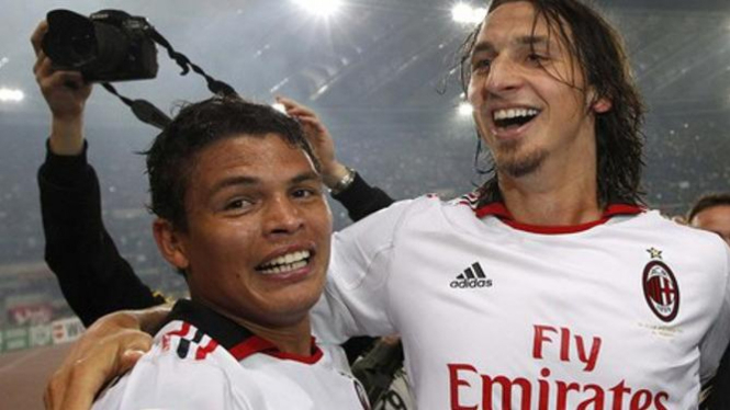 Thiago Silva (kiri) dan Zlatan Ibrahimovic