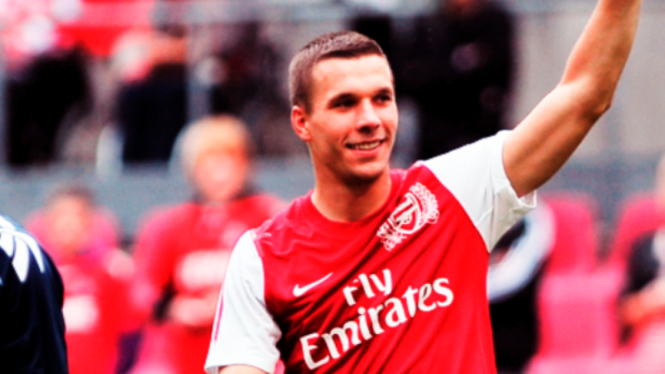 Podolski setelah membela Koln melawan Arsenal pada laga pra-musim lalu