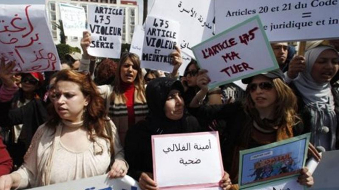 Aktivis perempuan Maroko turun ke jalan protes UU Perkosaan 