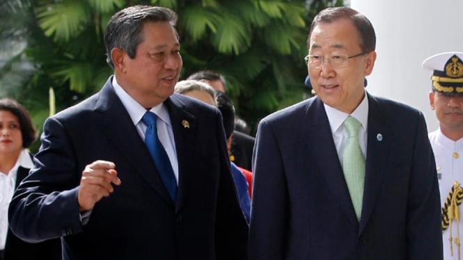 SBY bertemu Sekjen PBB Ban Ki-moon di Istana Bogor